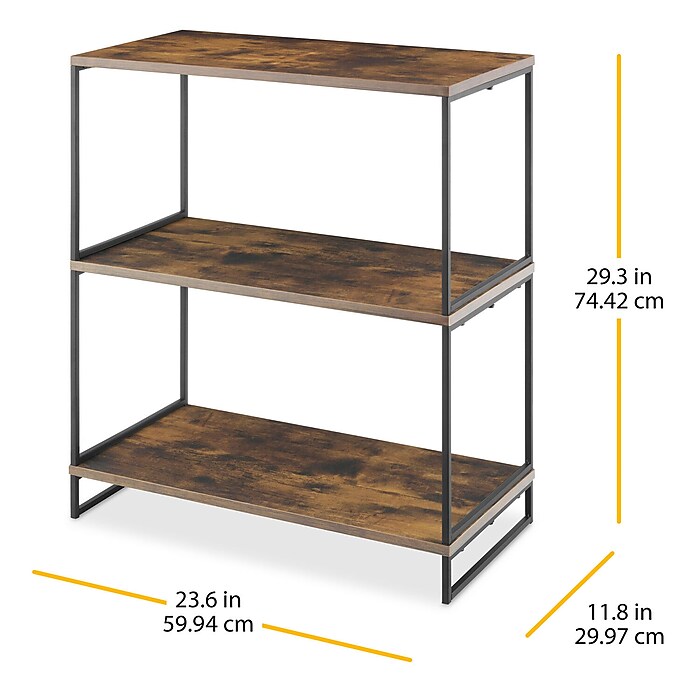 Whitmor 3-Shelf Wood Stand Alone Shelving, 29.3