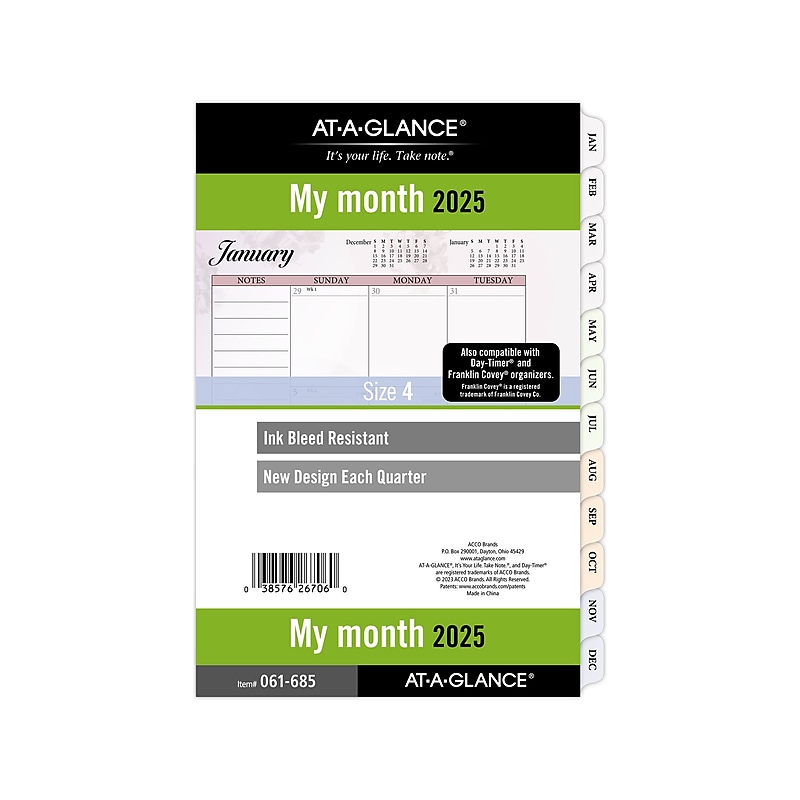 2025 AT-A-GLANCE 5.75" x 8.5" Monthly Planner Refill, Multicolor (061-685-25) image 1