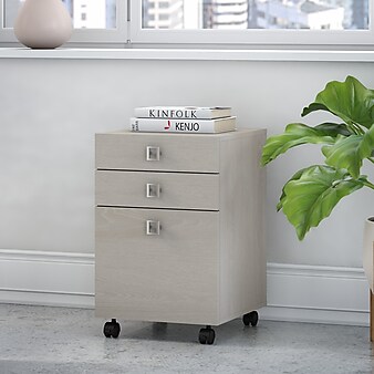 Office by kathy ireland® Echo 3-Drawer Mobile File Cabinet, Letter, Gray Sand, 16" (KI60201-03)