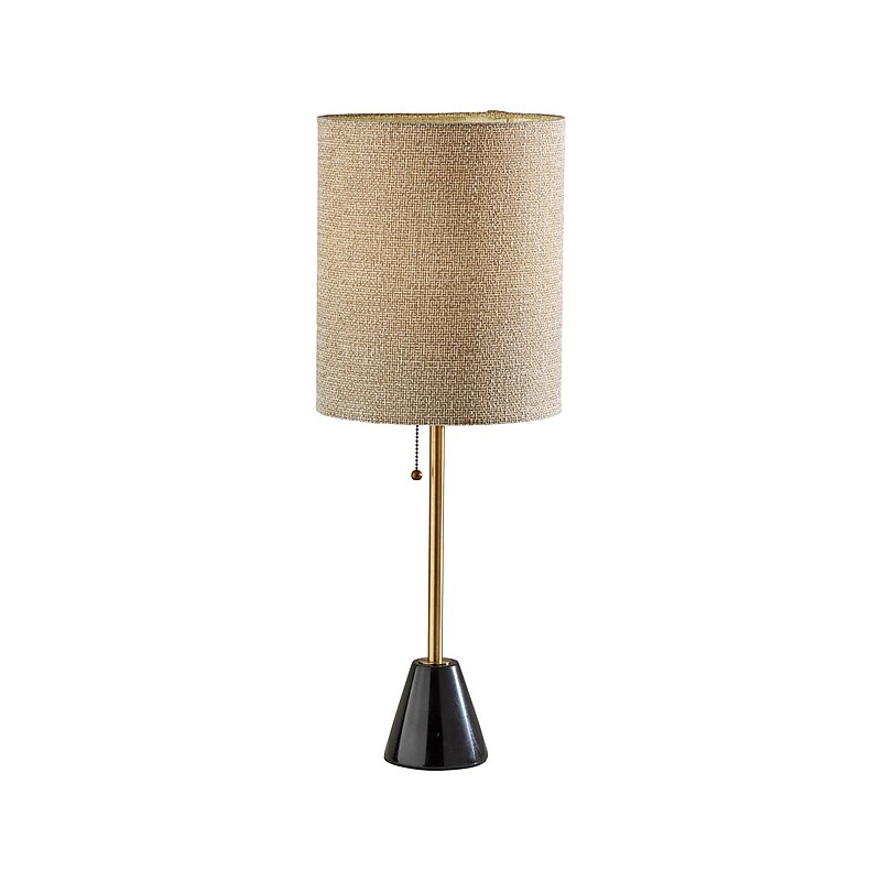 Adesso Tucker Incandescent Table Lamp, Antique Brass/Beige (1631-21) image 1