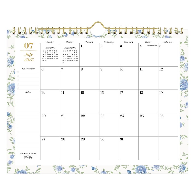 2025-2026 Blue Sky Sincerely Jules Forget Me Not 11" x 8.75" Academic Monthly Wall Calendar (155325) image 1