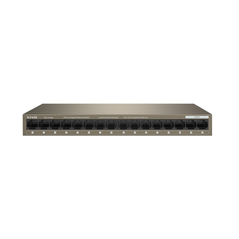 Tenda TEG 16-Port High-Performance Unmanaged Switch, 1000 Mbps, Black (TEG1016M) image 1