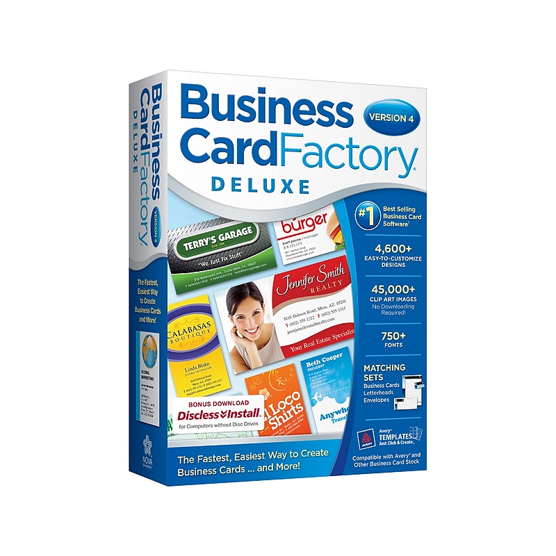 Avanquest Business Card Factory Deluxe 4.0 Design & Creative Printing for Windows, 1 User [Download] image 1
