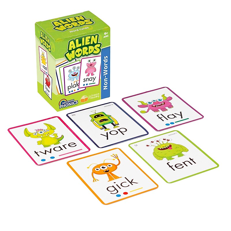Junior Learning Rainbow Phonics Alien Word Cards, Non-Words, 148/Set (JRLRP109) image 1