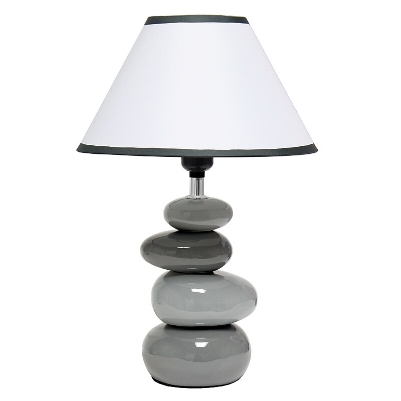 Simple Designs Shades of Gray Ceramic Stone 14.70" LED Table Lamp, Gray (LT3052-GRY) image 1