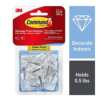 Command™ Small Wire Hooks, Clear, 9 Hooks (17067CLR-9ES)