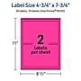 Avery Rectangle Laser/Inkjet Multipurpose Labels, 4.75" x 7.75", Neon Magenta (20/Pack)~#|#~E35D5AE0-1F83-4605-86F9C5D8120C0A35_sc7