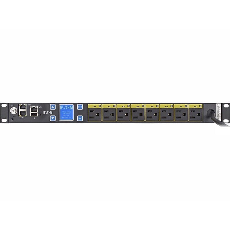 Eaton Single-Phase 120V Managed Rack Power Distribution Unit, 8-Outlet, 1U Rack Mount, Black (EMAT08-10) image 1
