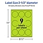 Avery Decorative Edge Multipurpose Labels, 2.5" Dia., Bright Green, 720/Box (94516)~#|#~E376B59D-7F70-4D9F-B0E1A135A3F1E305_sc7