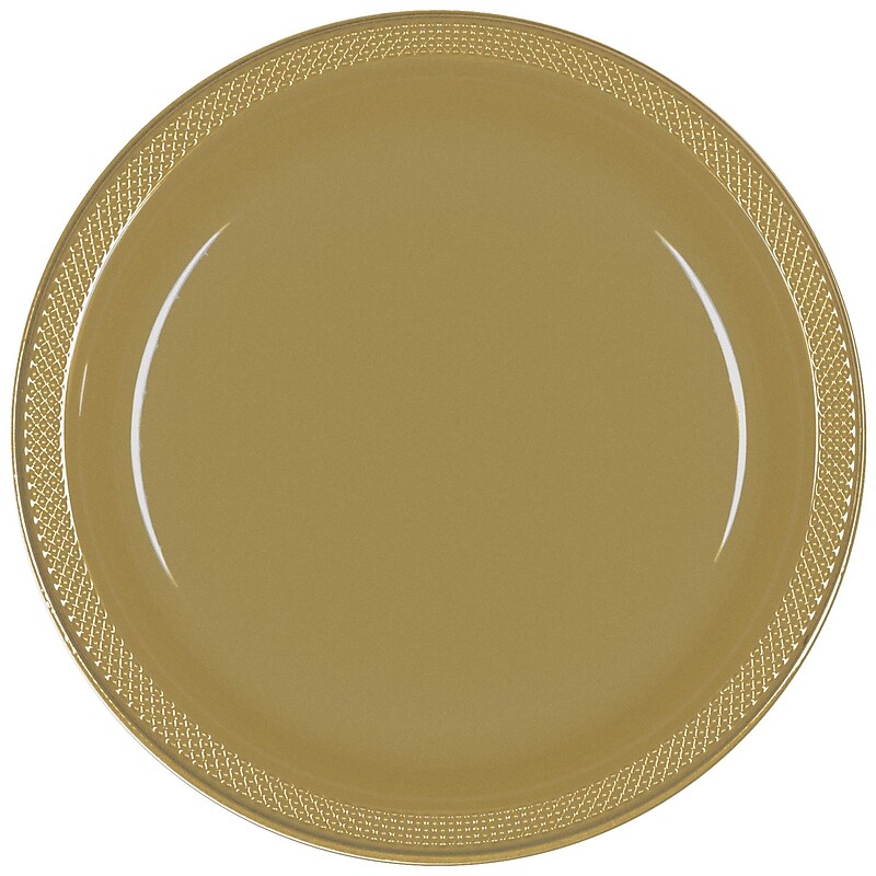 Party City 7" Plastic Plates, Gold, 20 Plates/Pack (AM431755-19-ST) image 1