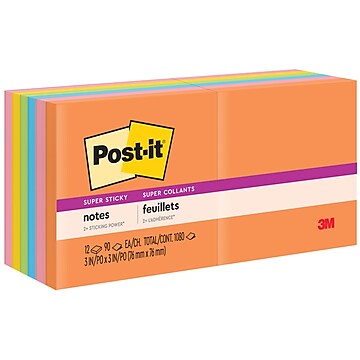 Post-it Extreme Notes, 3 x 3, Orange, Green, Yellow, Mint, 32