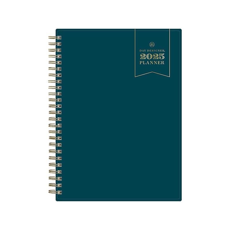 2025 Blue Sky Day Designer 5.88" x 8.63" Weekly & Monthly Planner, Plastic Cover, Peacock Blue (152221) image 1