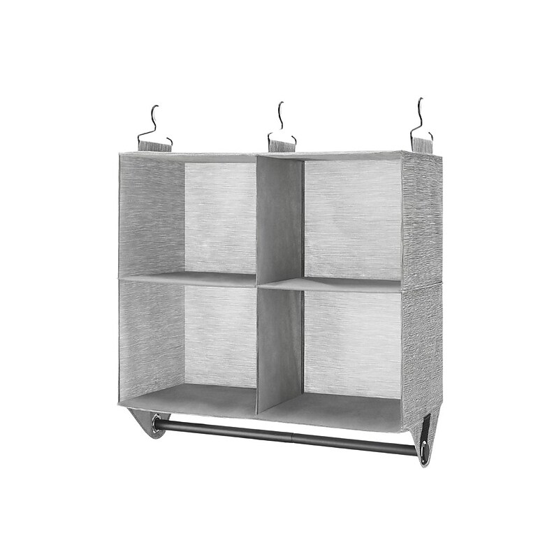 Whitmor 4-Section Fabric Closet Organizer with Built-in Chrome Garment Rod, Gray (5455-10199) image 1