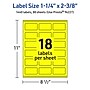 Avery Laser/Inkjet Multipurpose Rectangle Labels, 1-1/4" x 2-3/8", Neon Yellow, 1440/Box (94227)~#|#~E39884E9-A074-44A2-A8C278F705157EB8_sc7