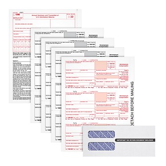 TOPS 2022 1099-NEC 4-Part Laser/Inkjet Tax Form Kit with Envelopes, 50 Sets/Pack (LNEC425Q)