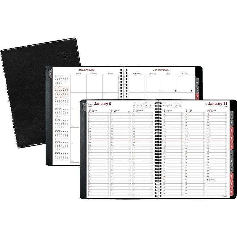 2026 AT-A-GLANCE 8" x 11" Weekly & Monthly Appointment Book, Faux Leather Cover, Black (33351-2601) image 1