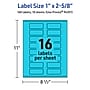 Avery Printable Rectangle Multipurpose Labels, 1" x 2-5/8", Bright Blue, 160/Pack (94201)~#|#~E3A1A0EB-DE5A-4840-ACEBF96A3E848461_sc7