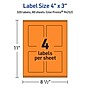 Avery Laser/Inkjet Multipurpose Rectangle Labels, 4" x 3", Bright Orange, 320/Box (94252)~#|#~E3A703E9-2781-409F-8BEB16BABC4BB7B3_sc7