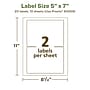 Avery EcoFriendly Laser/Inkjet Rectangle Multipurpose Labels, 5" x 7", White, 20/Pack (94258)~#|#~E3B1897B-CB09-4428-9F6818C07115CD86_sc7