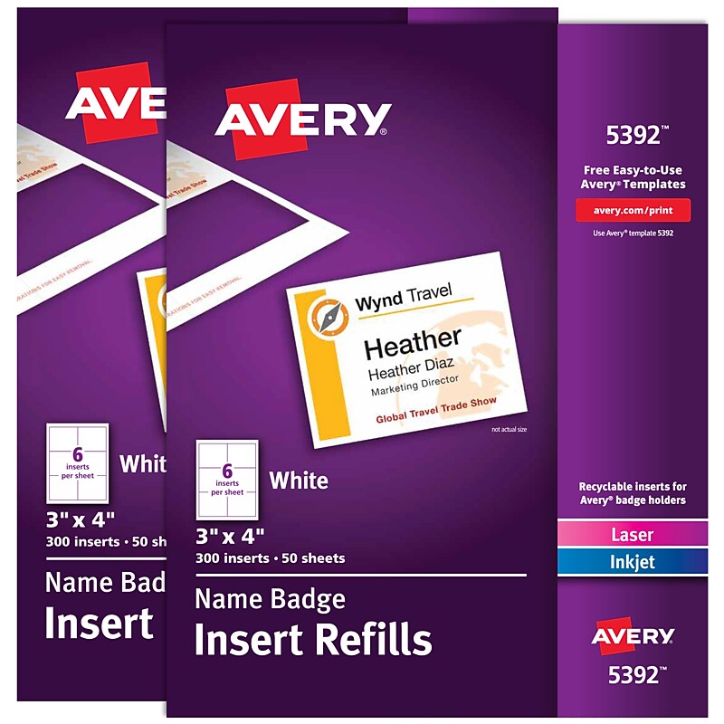 Avery Name Badge Kit, White, 600/Pack (35392) image 1