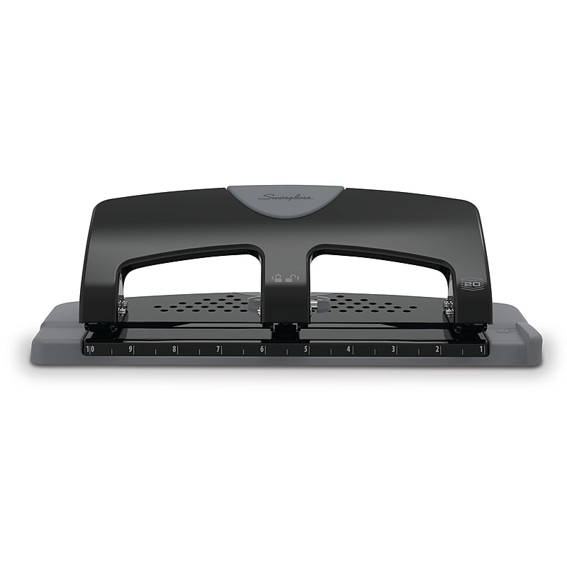 Swingline SmartTouch Low Force Desktop 3-Hole Punch, 20 Sheet Capacity, Black/Gray (74133) image 1