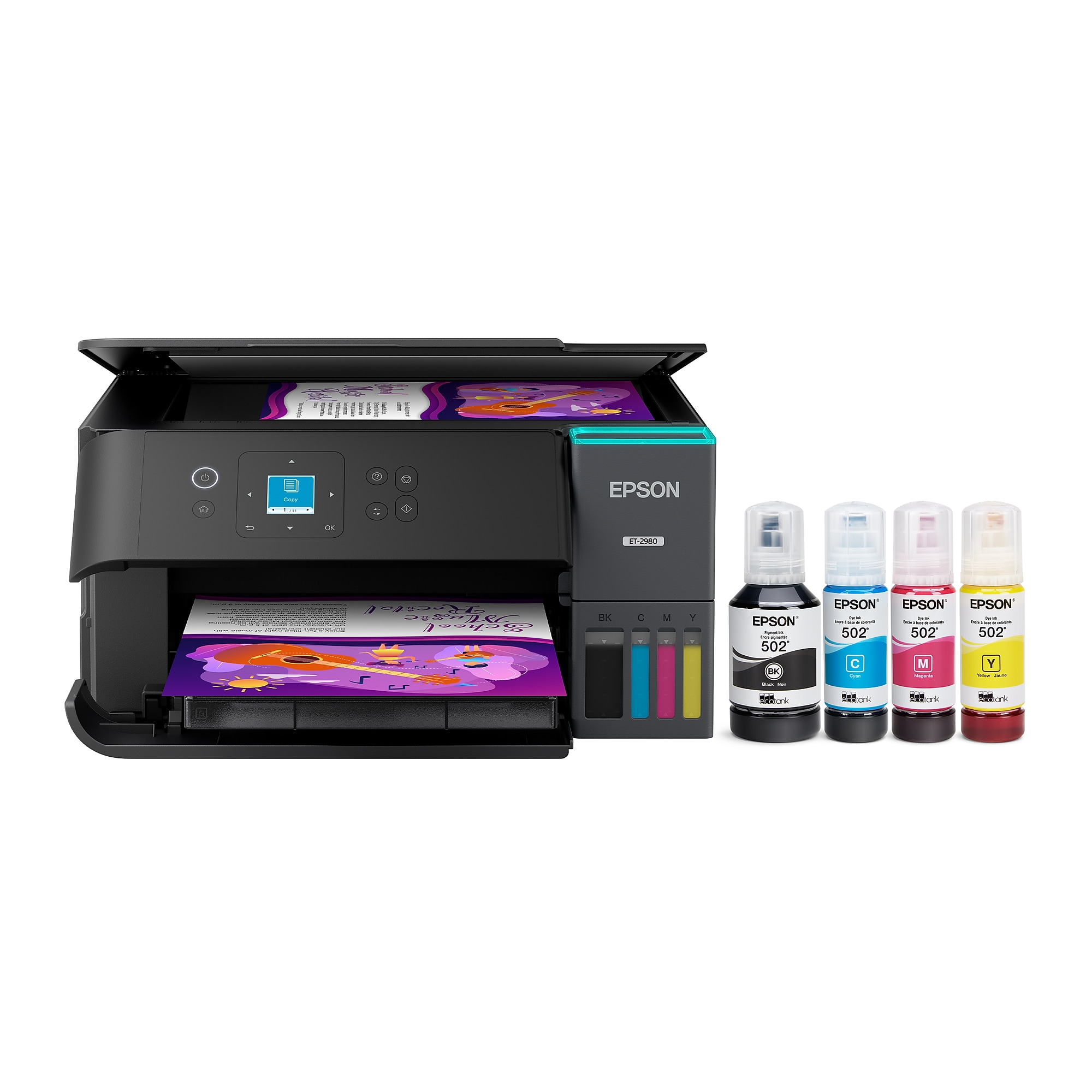 Epson EcoTank ET-2980 Wireless All-in-One Color Supertank Printer, Black (C11CL41201) Sansujyuku sansujyuku.com