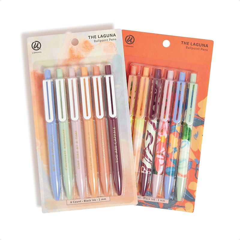U Brands Retractable Ballpoint Pen, Bold Point, 1.0mm, Black Ink, 2/Pack (7122U01-24) image 1