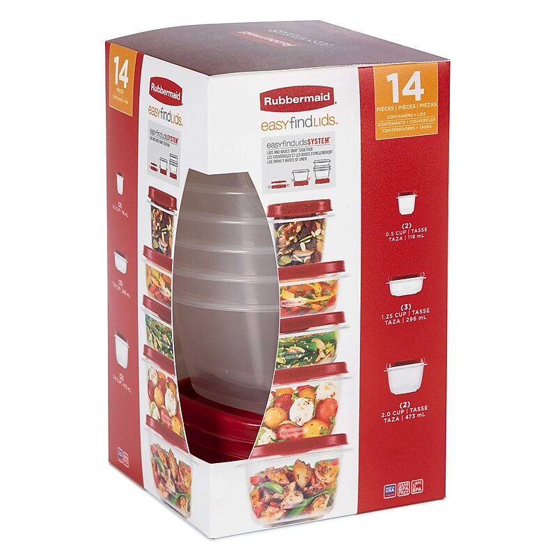 Rubbermaid Plastic Containers, Clear/Red (935123369M) image 1