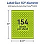 Avery Laser/Inkjet Multipurpose Circle Labels, 0.5" Dia., Bright Green, 6160/Pack (94503)~#|#~E3E1B0A2-5E06-48EA-B323D77558AE4079_sc7