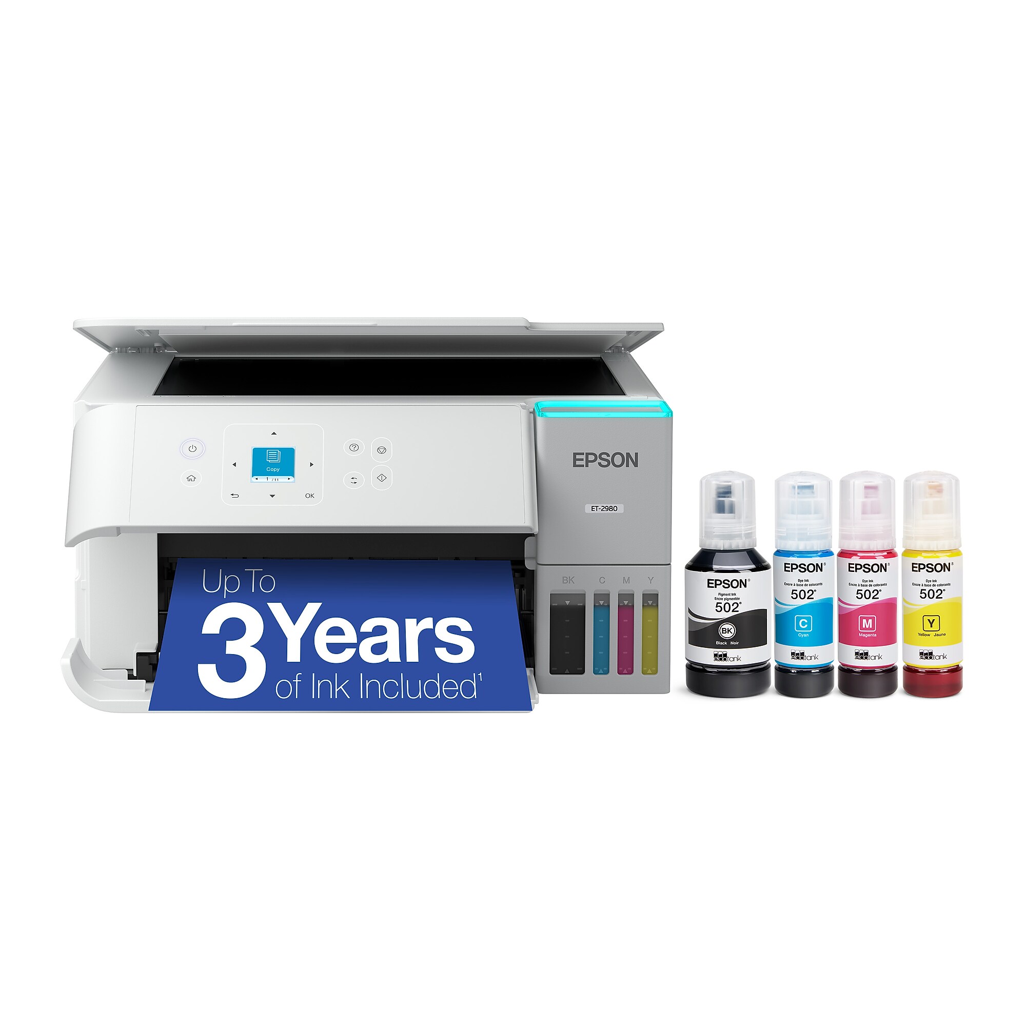Epson EcoTank ET-2980 Refurbished Wireless All-in-One Color Supertank Printer, Best for Home, White (C11CL41202-N) Sansujyuku sansujyuku.com