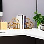 Mind Reader Geometric Cube Metal Book Ends, 6", Gold (BLOCKS2-GLD)~#|#~E3E506D4-023D-4A21-A919F0B6E21167A2_sc7