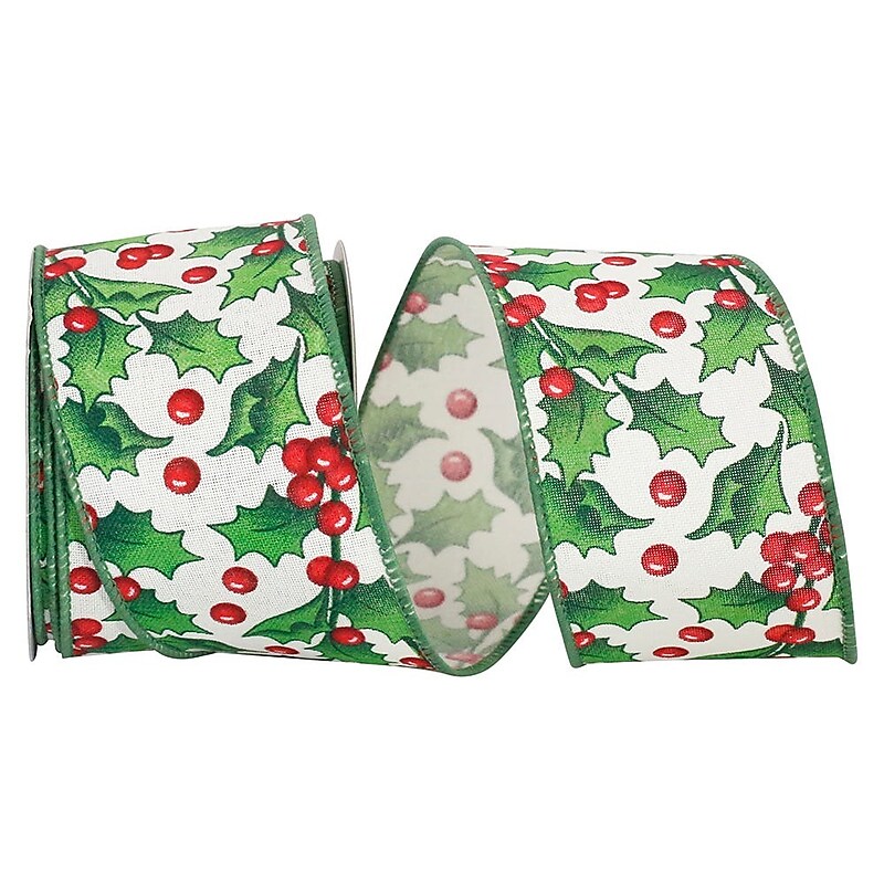 JAM Paper Ribbon, White/Holly Berries (52640348532) image 1