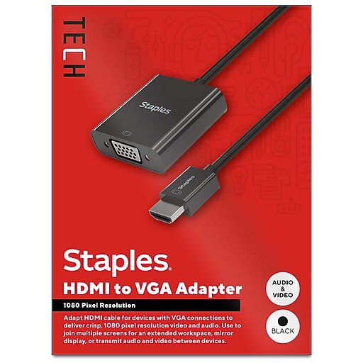 Staples TECH HDMI to VGA Audio/Video Adapter, Male to Female