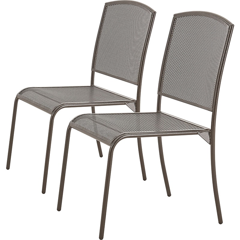 Global Industrial Outdoor Cafe Armless Stacking Chair, Steel Mesh, Bronze, 2/Pack (262085BZ) image 1