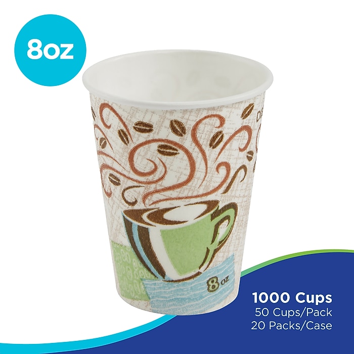 Dixie PerfecTouch Paper Hot Cups, 8 oz., Coffee Haze, 50/Pack