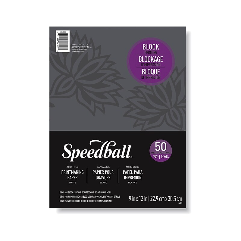 Speedball Printmasters Printmaking Paper, 9" x 12", White, 50 Sheets/Sheets (SBA004320) image 1
