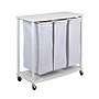 Household Essentials 3-Section Rolling Laundry Sorter with Lid, Polyester, White (HE1119)~#|#~E3F6D2B2-FA1A-4905-B3DA54F08E5432D8_sc7