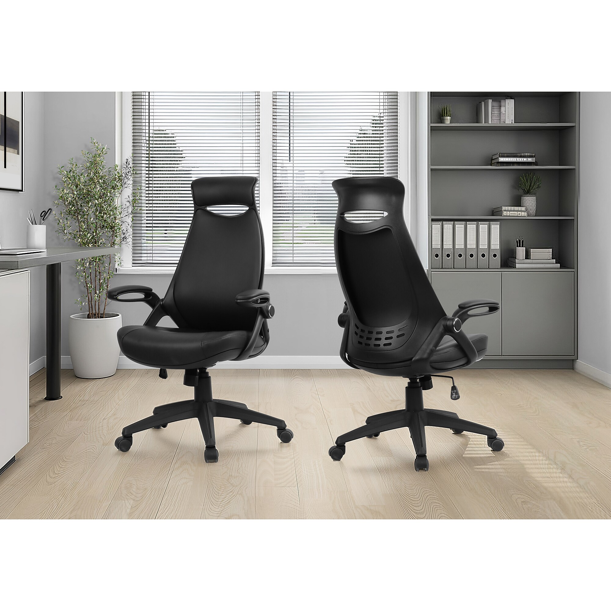 Monarch Specialties Inc. Ergonomic Leather-Look Computer and Desk Chair, Black (I 7276) Sansujyuku sansujyuku.com