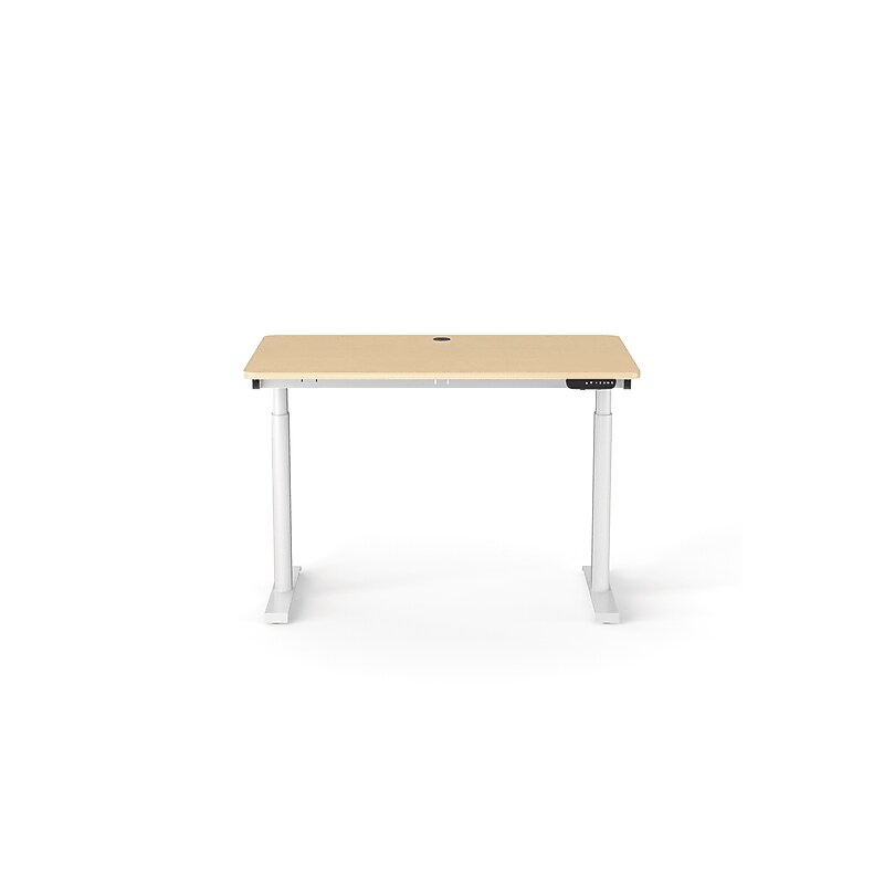 VersaDesk PowerLift 48"W Electric Rectangular Adjustable Standing Desk, Maple/White (PLSDR4830-WM-APP ) image 1