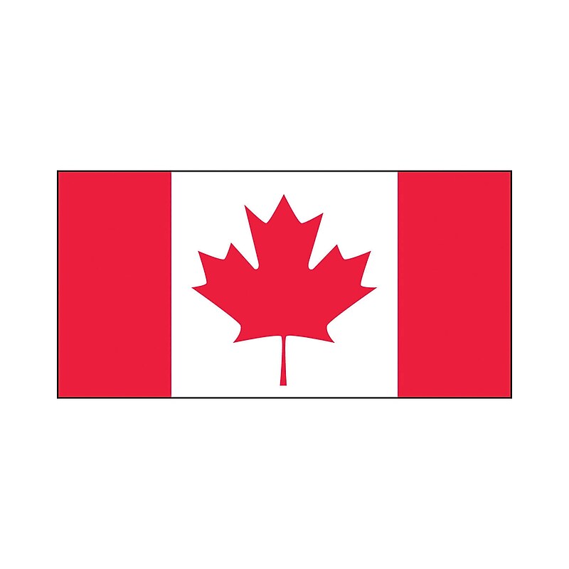 Accuform Hard Hat/Helmet Decal, CANADIAN FLAG, 1" x 1¾", Reflective Adhesive Vinyl, 5/Pack (LHTL680) image 1