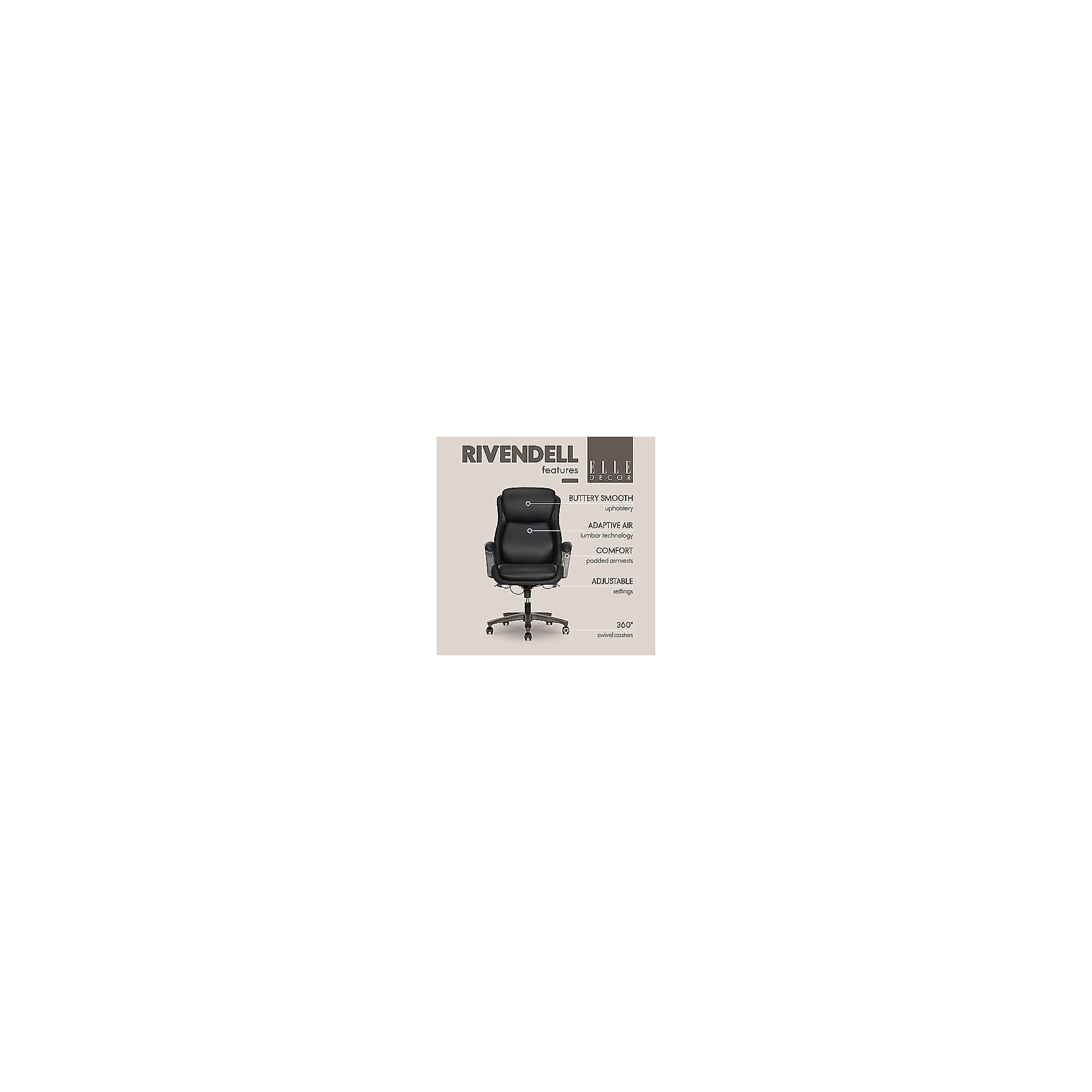 Elle Decor Rivendell AIR Lumbar Ergonomic Faux Leather Swivel Executive Chair, Black (60124-BLK) Sansujyuku sansujyuku.com