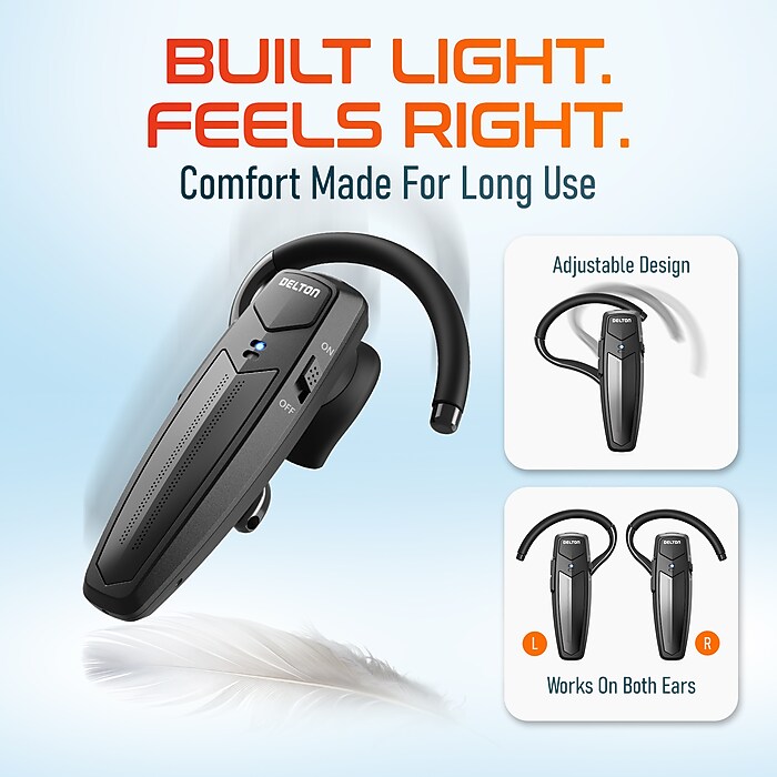 Delton 87X Wireless Single-Ear Bluetooth Computer Earbud, Black