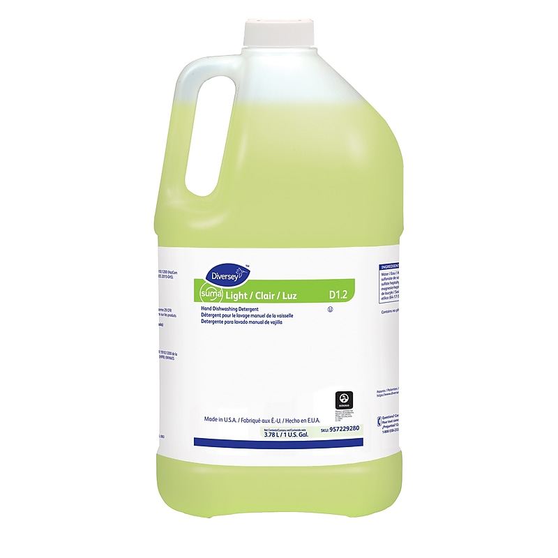 Diversey Suma Light Dish Soap Bottle, Citrus Scent, 1 gal, 4/Carton (957229280) image 1