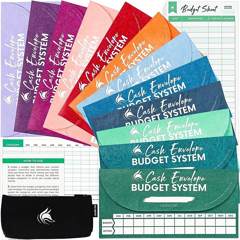 Clever Fox Budgeting Envelope System, Assorted Colors (A5-CKFZ-L2WN) image 1