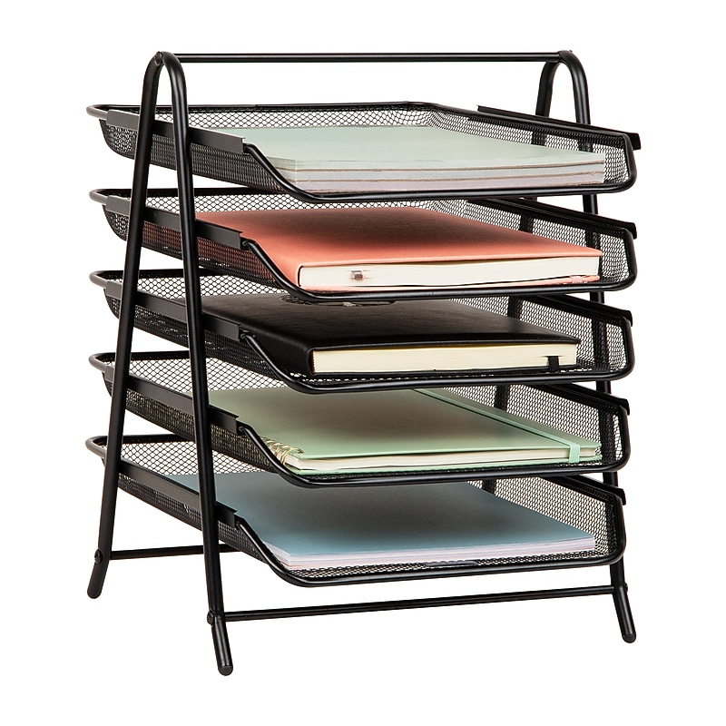 Mind Reader 5-Tier Stackable Paper Desk Tray Organizer, Metal, Black (5TPAPER-BLK) image 1