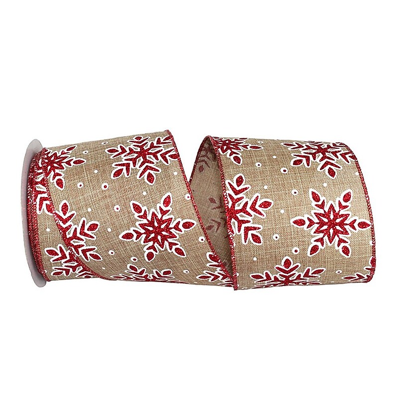 JAM Paper Ribbon, Glittered Snowflakes (52640348444) image 1