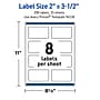 Avery Rectangle Laser Multipurpose Labels, 2" x 3.5", White, 200/Pack (19479399297)~#|#~E43FAE31-D621-4C37-93D95FFC996A48FD_sc7