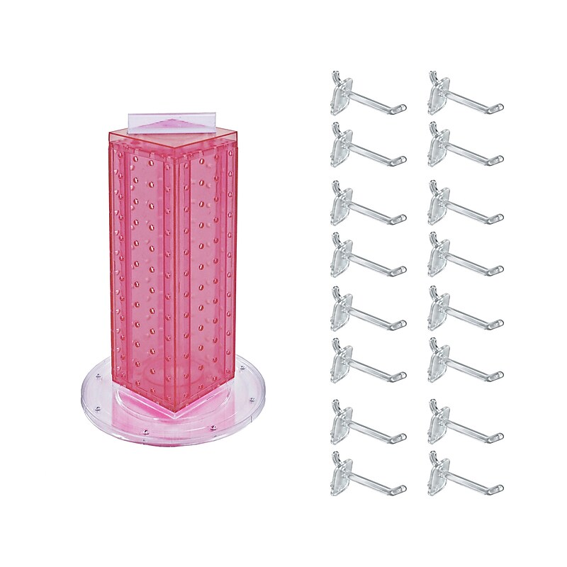 Azar Displays 12" x 4" Pegboard 4-Sided Revolving Counter Display, Pink, Each (700220-PNK-2C16) image 1