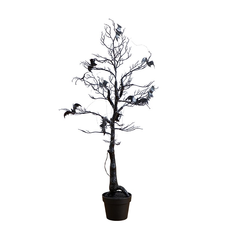 Nearly Natural Pre-Lit Artificial Halloween Black Spooky Twig Tree, 4' (T5232) image 1