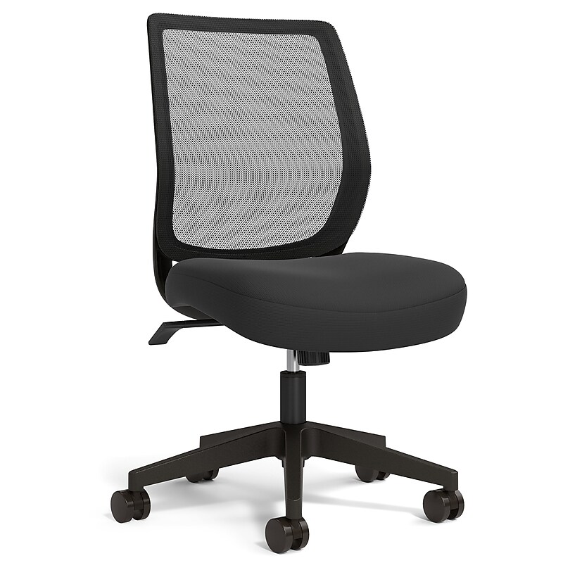 Union & Scale™ Essentials™ Armless Ergonomic Fabric Swivel Task Chair, Black (UN59378) image 1